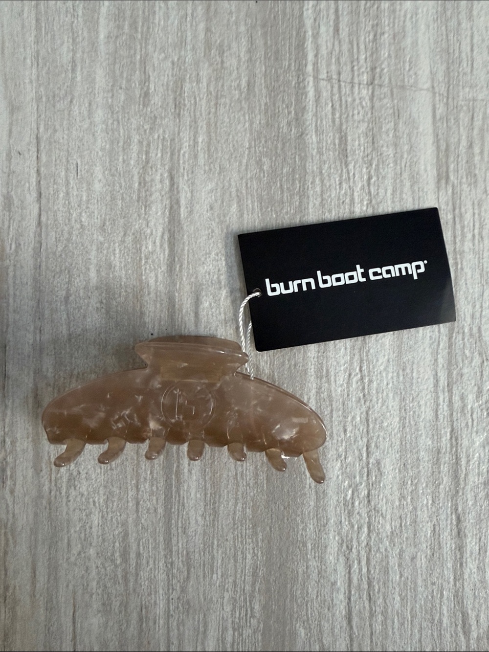 Burn Boot Camp Logo Brown Marbled Hair Claw Clip NWT workout hair